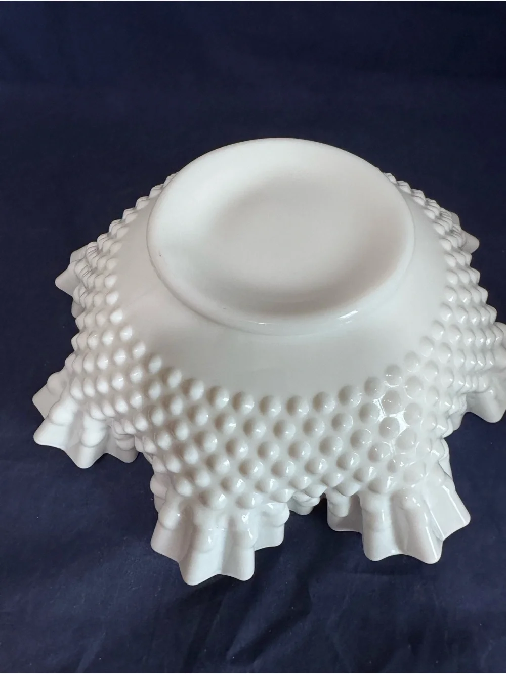 Milk Glass Hobnail Scalloped Bowl 10